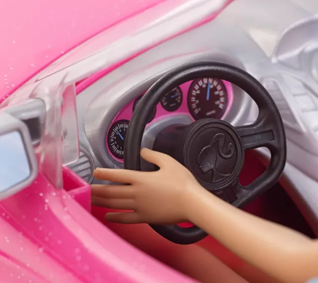Barbie Voiture Cabriolet Rose Décapotable avec Sièges Noirs et Ceintures 3