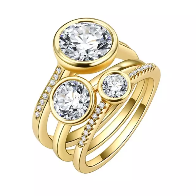 Anillo Mujer Circonia 750er Oro Amarillo 18 Quilates Dorado de Compromiso R3228