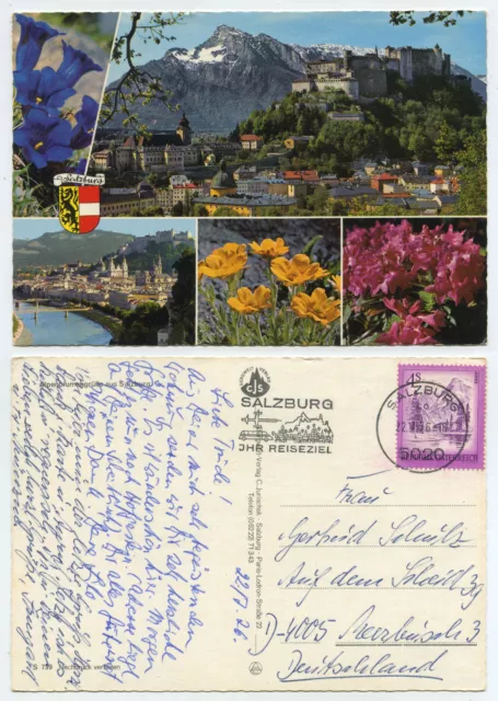 53940 - Alpenblumengrüße aus Salzburg - Ansichtskarte, Werbestempel 22.7.1976