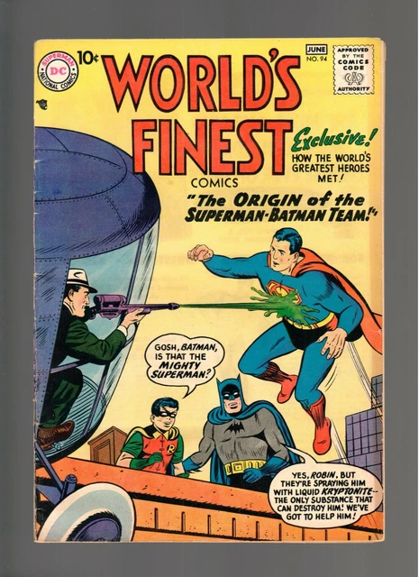 World's Finest Comics # 94  ( 1957 )  Origin Superman / Batman  Dc Comics  Nice!