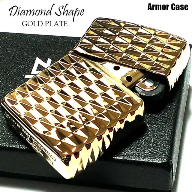 ZIPPO Oil Lighter Diamond Shape Gold 4-sided Armor Case Japan New