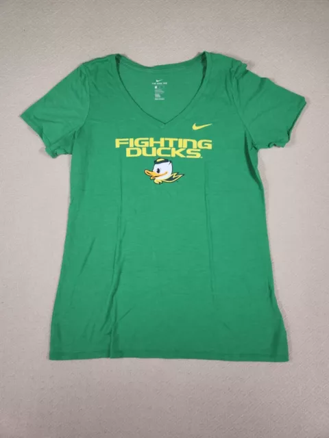 Nike Shirt Womens Large Oregon Ducks NCAA Football V Neck Cotton Green