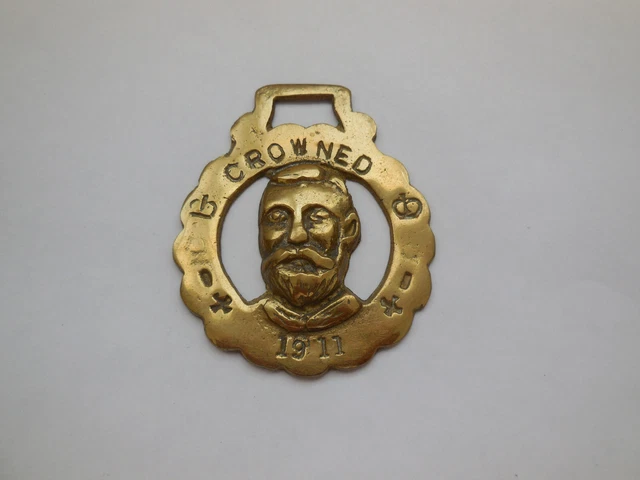 Vintage Horse Brass Medallion King George V Crowned 1911