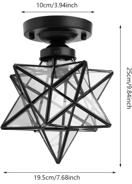 Moravian Star Light Flush Mount Ceiling Light Fixture w/ Clear Glass Shade BLACK 2