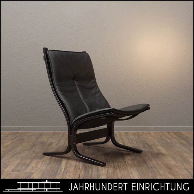 Ingmar Relling LK Hjelle SIESTA FIORA  | Echtleder Klassiker Sessel Schwarz RAR!