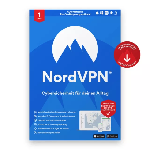 NordVPN Standard – 1-Jahes-Abo VPN & Cybersicherheits-Software - Schadsoftware,