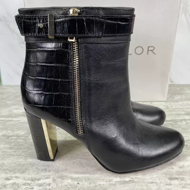 Ann Taylor 7M Carly Bootie Black Leather Side Zip Boot, 3" Heel 379966 With Box