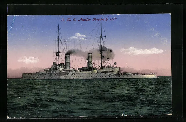 Ak Battle Ship S. M.S.Kaiser Friedrich Iii. On High Lake