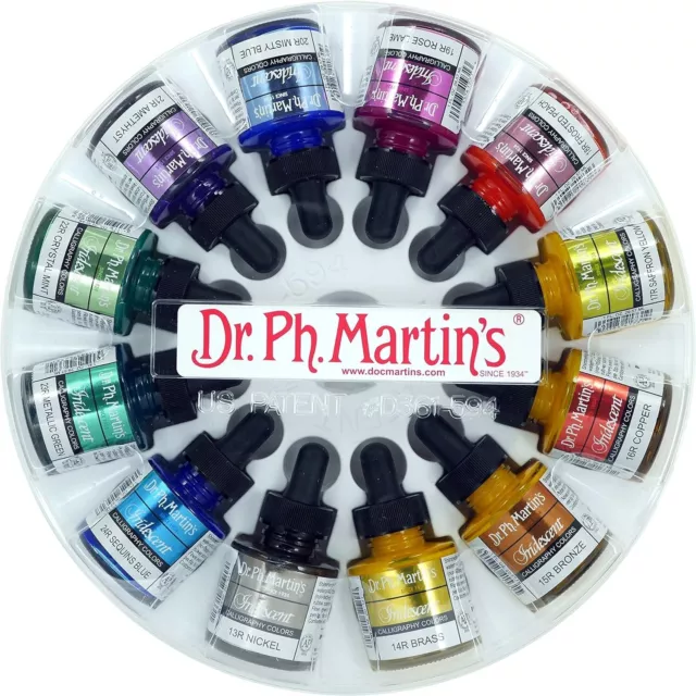 Dr Ph Martins Bombay India Ink - Calligraphy - 12 x 30ml - Iridescent Set 2