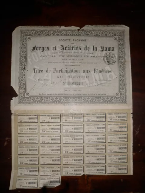 Action / Titre De Participation / Forges Et Acieries De La Kama 1894