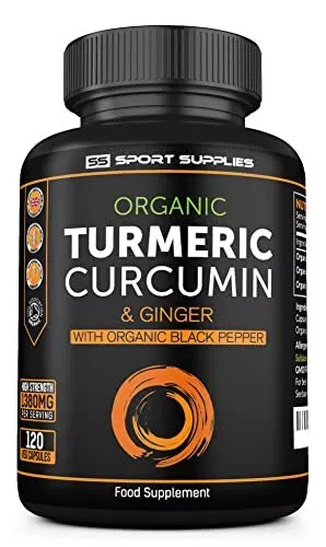 Organic Turmeric Curcumin & Ginger Capsule with Black Pepper 1380mg-120 Capsules