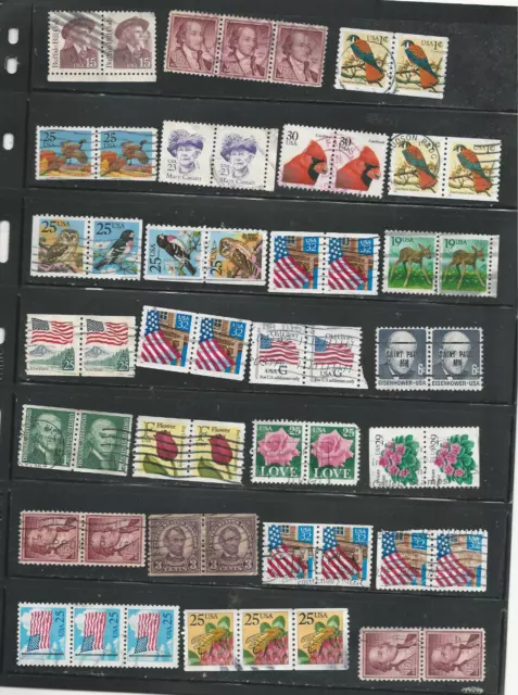 Selection Of Used Us Strips Of Stamps