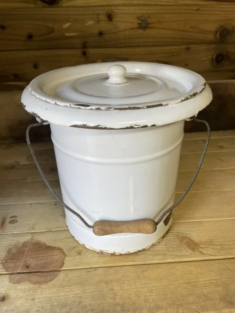 Vintage French Enamel Bucket/bin 1940s/50s