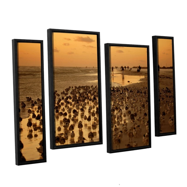ArtWall Lindsey Janich 'Seagullsiii' 4 Piece Floater Framed  Extra Large