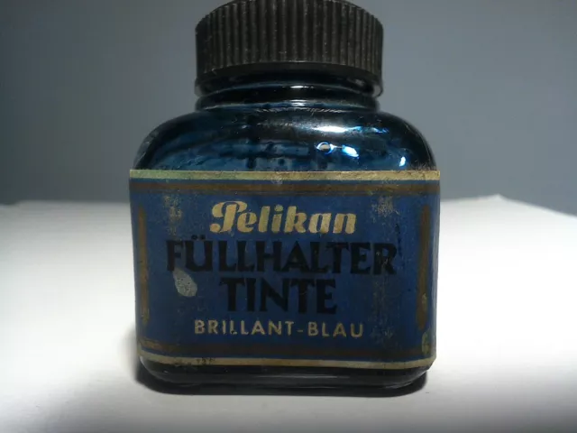 Tintenfass Pelikan Füllhalter Tinte,Brilliant Blau, Güther Wagner Vintage.