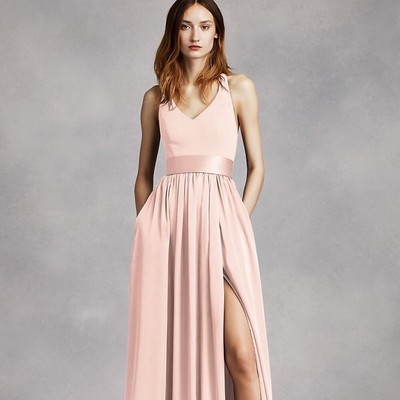 White by Vera Wang Halter V-Neck Formal Bridesmaid Dress