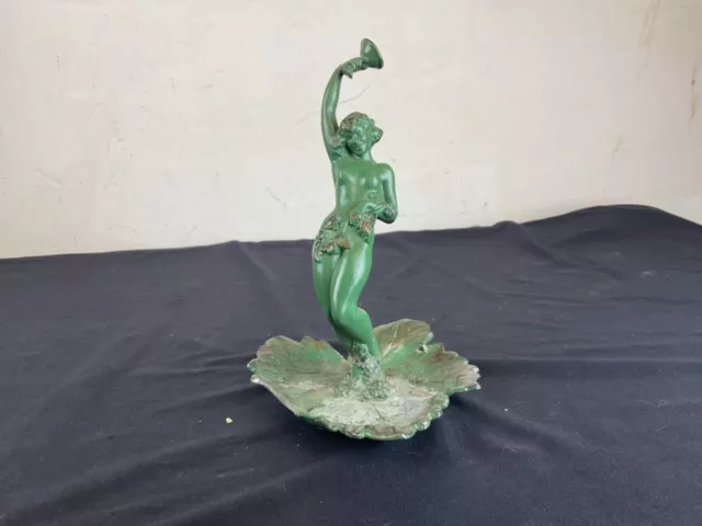 Sculpture Art Nouveau signée R.GUERBE,Régule à Patine Verte (Femme Nue)