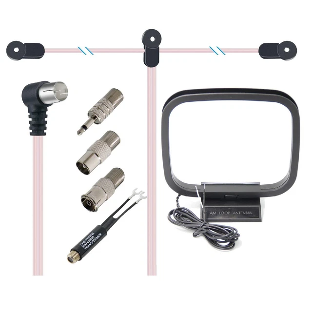 FM Antenna for Indoor Stereo Receiver, Universal 75 Ohm/300 Ohm FM