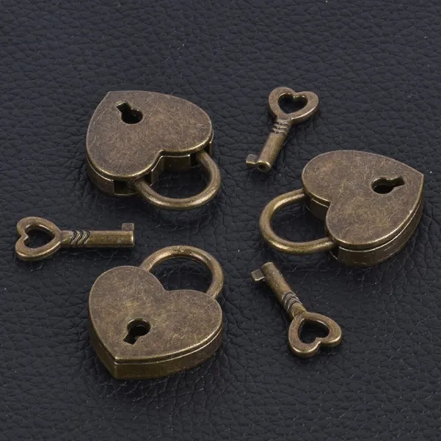 Mini Padlock Love Heart Shape Padlock Tiny Luggage Bag Case Lock With Key