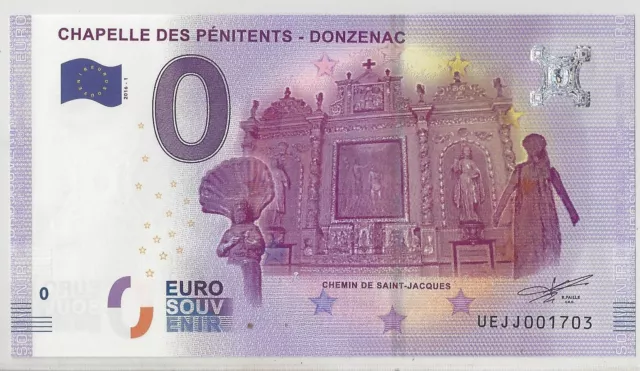 19 Donzenac 2016-1 Chapelle Des Penitents Billet Souvenir 0Euro Touristique Neuf