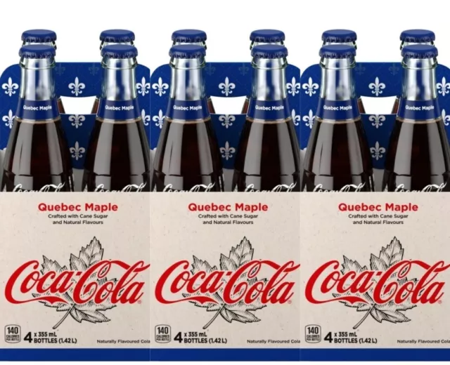 12 Bottles of Coca-Cola Coke Quebec Maple Flavored Soft Drink 355ml Each