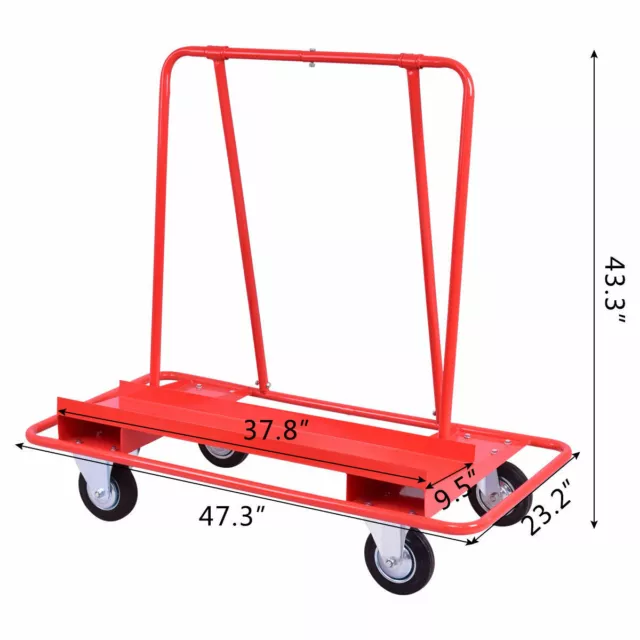 Drywall Cart Dolly Heavy Duty Handling Sheetrock Sheet Panel Service Cart Red 2