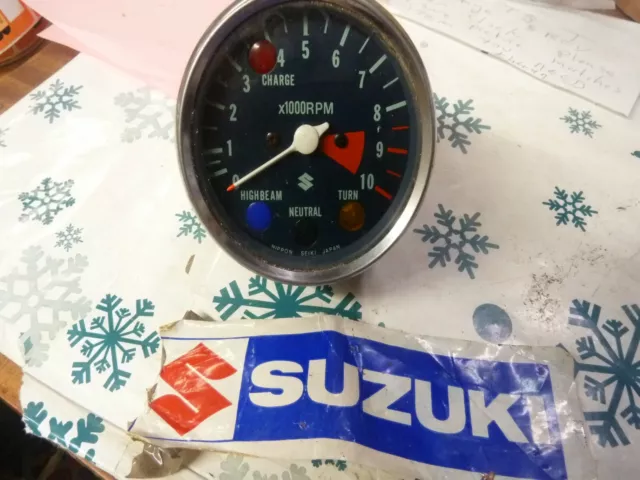 Nos Suzuki Gt-Ts-T Stil Vintage Rev-Zähleruhr.(Stellen Sie Sicher, Dass Die Bilder Übereinstimmen) (4)