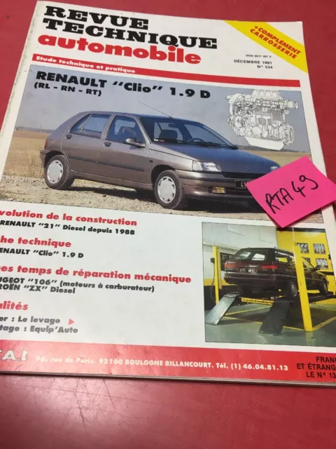 Revue Technique Automobile Renault Clio 1.9D diesel RL RN RT RTA 1.9 D