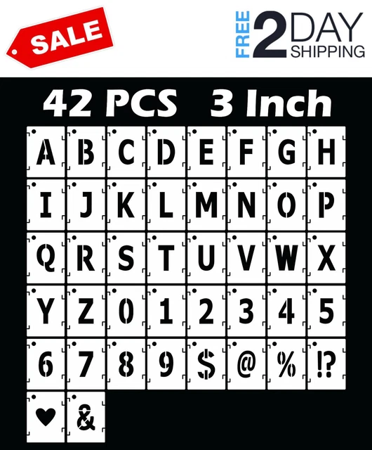 3 INCH LETTER Stencils 42 PCS Plastic Alphabet Number Templates Spray
