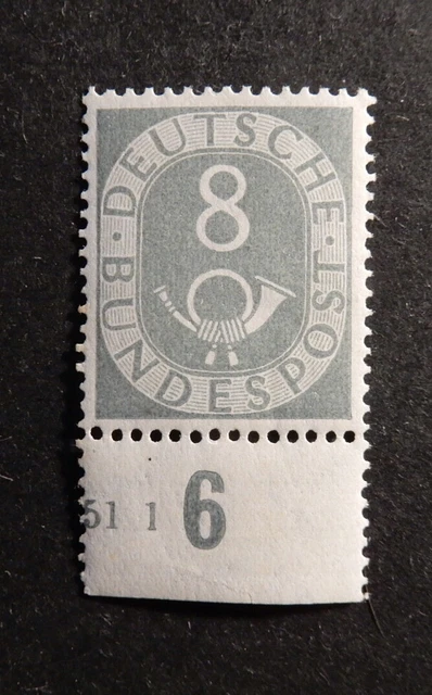 Bund, 127 ** Posthorn 8 Pf.  mit Unterrand un 50 % HAN  geprSchlegel