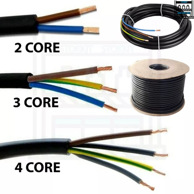 Black 2,3,4 Core Flex 3183Y 0.5mm 0.75mm 1.0mm 1.5mm 2.5mm Mains Wire Cable