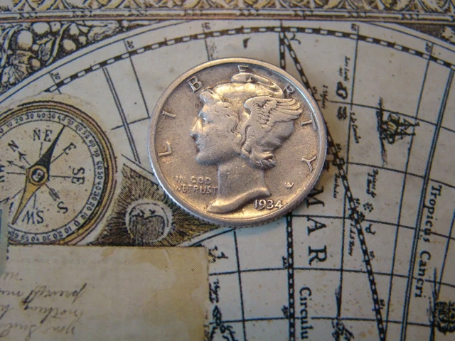 1934-P  Mercury Dime  90% Silver    **~Nice Coin And Character~