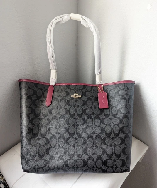 COACH CITY TOTE In Signature Canvas Im/Graphite/Black Cherry £149.52