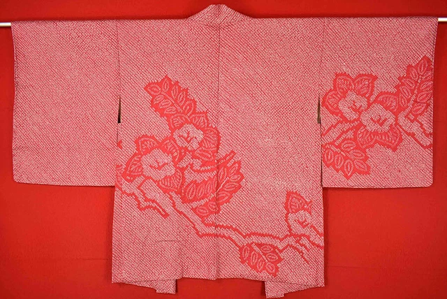 Vintage Japanese Kimono Silk Antique BORO HAORI Kusakizome SHIBORI/A751/370