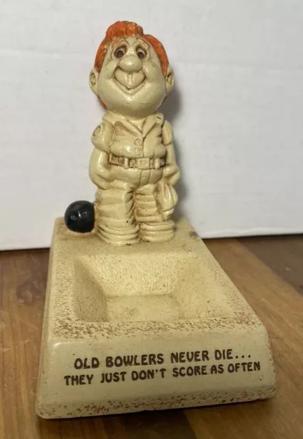 Vintage 1976 Paula Aw55 Old Bowlers Never Die 6.5” Tall X 3.5 Wide figurine