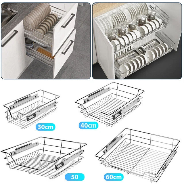 Cajón telescópico cajón de cesta cajón de cocina completo estante extractor de armario 2-6x