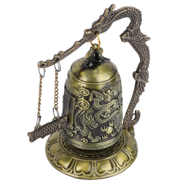Vintage Small Carved Bronze Dragon Lock Bell Arts & Crafts Collectibles Ornament