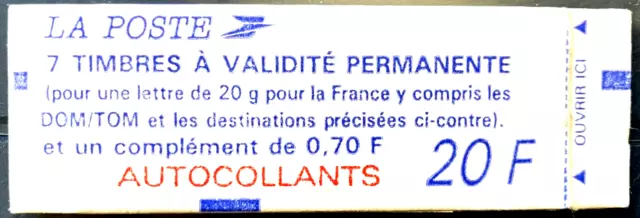 TIMBRE FRANCE Carnet mixte de 8 timbres type Marianne de Briat N°1506A (pl)