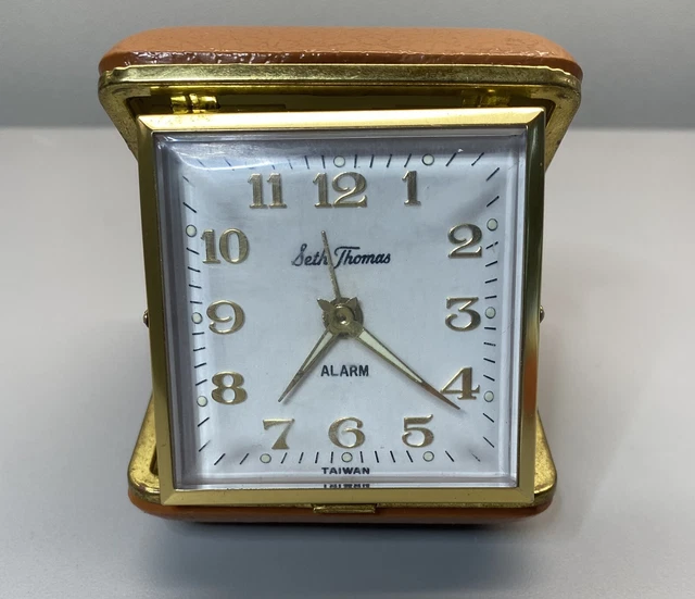 SETH THOMAS DIAL Fold Up Mechanical Travel Alarm ClockWorking 10.00