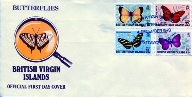VIRGIN ISLANDS: "Butterflies" / First Day Cover FDC / Scott 342-345