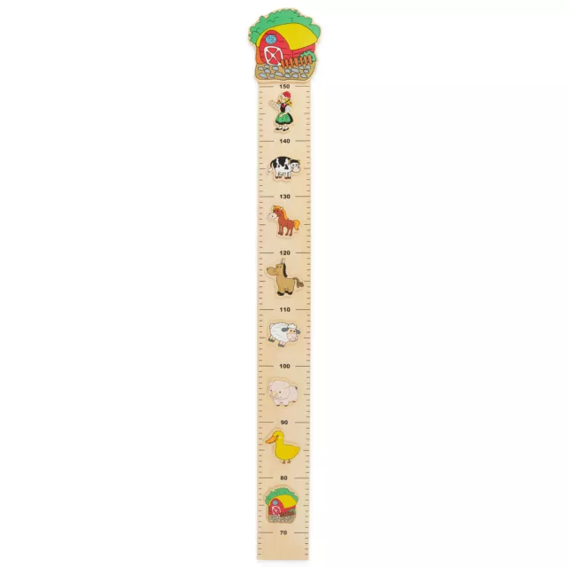 Messlatte Kinder Holz Bauernhof Motiv Kinderzimmer Wand Deko Wachstumsmesser