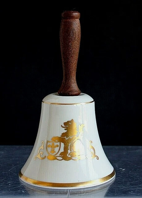 The Danbury Mint Pickard White China Bell with Gold Lion and Shield