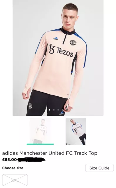 adidas Sportswear Manchester United FC Track Top Football Shirt Jersey Size XXL