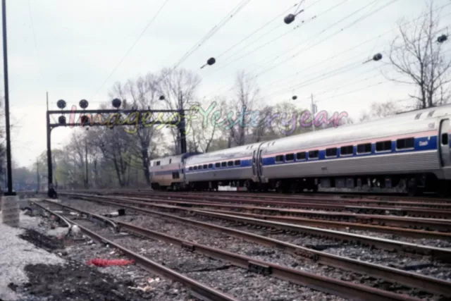 Vtg 90's Orig Photo Slide Amtrack Train and Cars on Track bb003