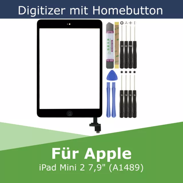 Digitizer für Apple iPad Mini 2 A1489 Schwarz Touchscreen Glas Display Scheibe