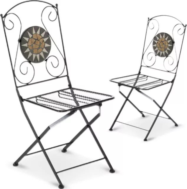 Sedie da Giardino pieghevoli in ferro mosaico Set 2 Pz richiudibile Divina Fire
