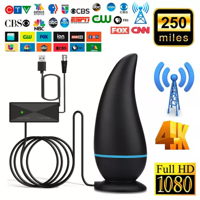 250 Miles Digital TV Antenna HDTV Amplified Booster HD 1080P 4K Outdoor Indoor