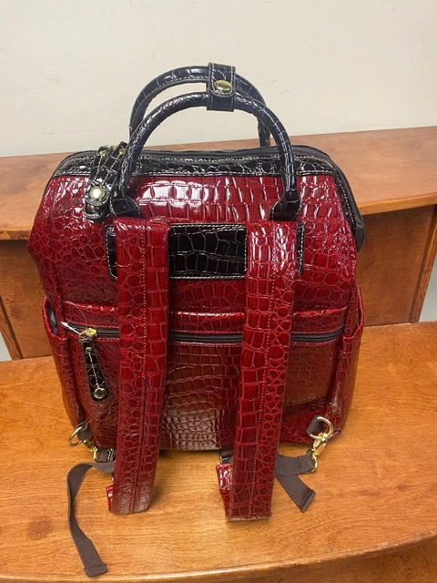 New Samantha Brown Classic Croc Backpack Burgundy / Brown Color 3