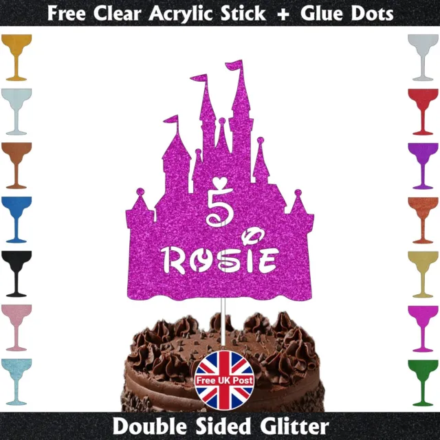 Personalised Castle Theme Cake Topper Happy Birthday Party Decoration