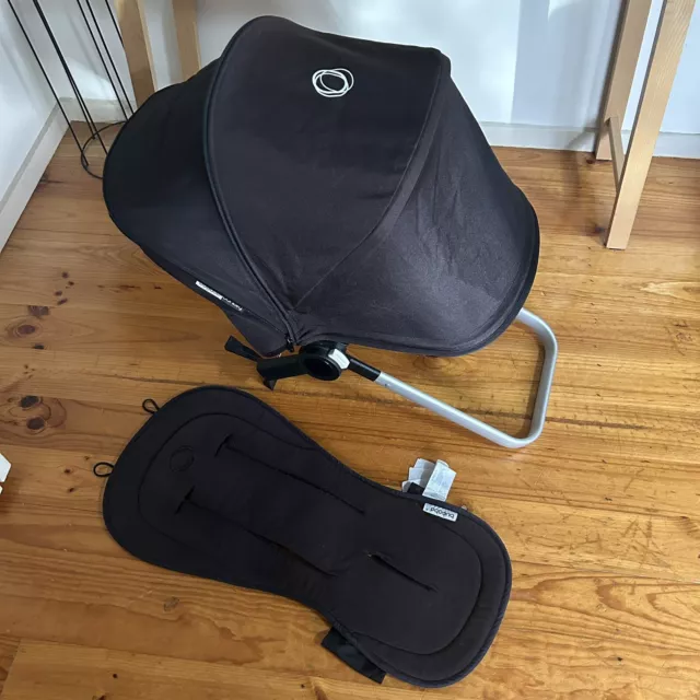 Bugaboo Donkey Black Sun Canopy Hood & Black Breezy Liner